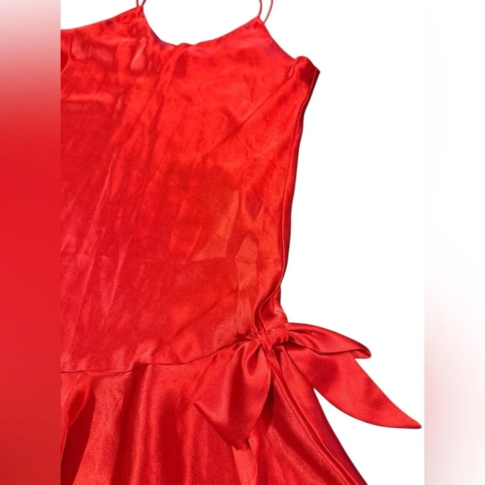 BEAUTIFUL Vintage LIZ Red Bow Mini Slip Dress Size Medium. - Picture 4 of 7